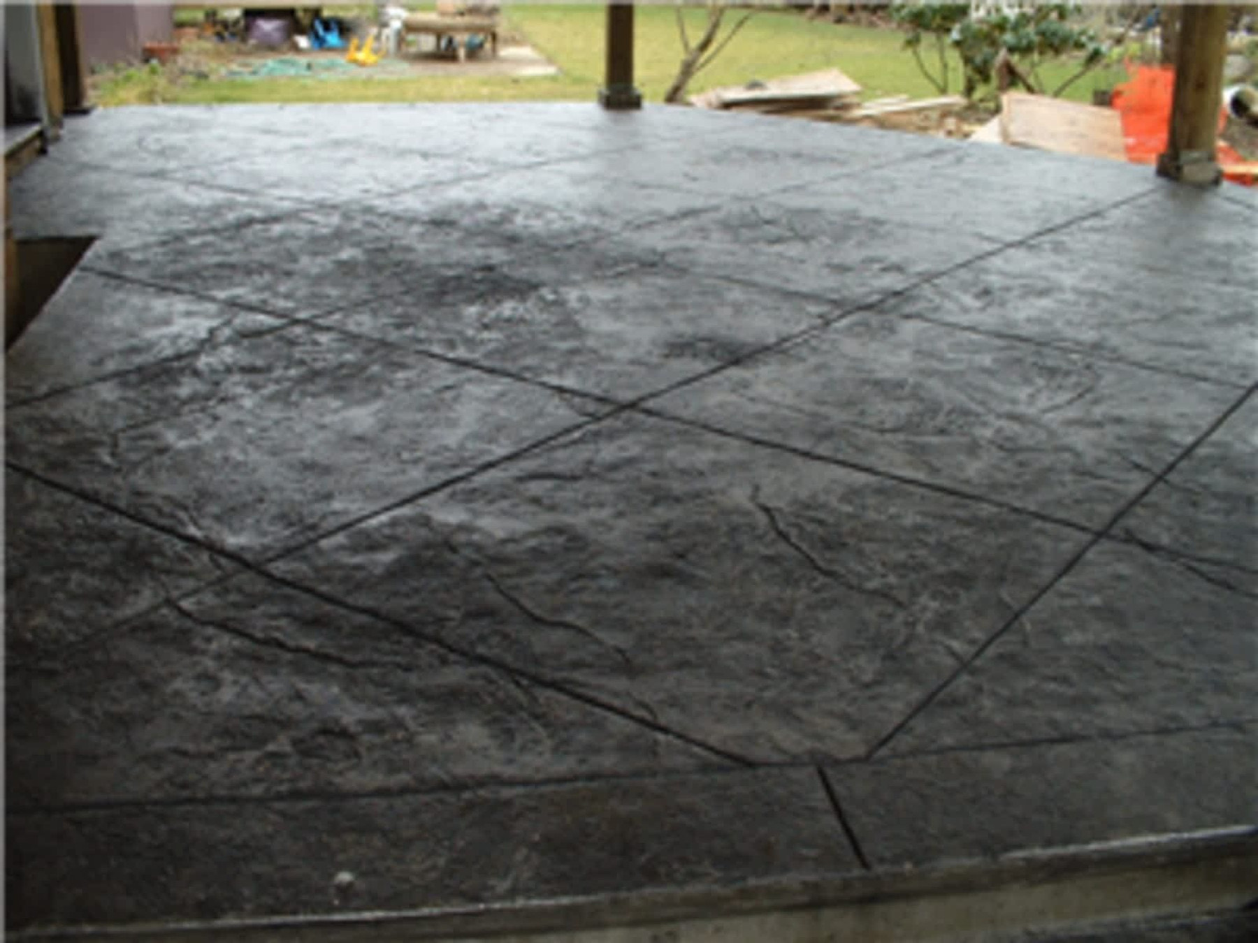 Finished stamped concrete patio